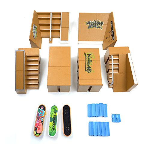 Kidsdream® – Parque de skate de 8 piezas con 3 skates para controlar con tus dedos