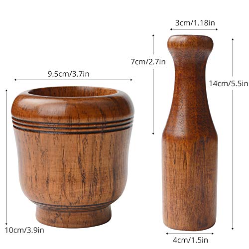 Kimmyer Juego de Amoladora y mortero de Madera para Molino Antiguo para Cocina/Cosecha rústica Tallada a Mano Especias y Hierbas trituradora Bowl/Manual Decorativo Decorativo Hecho a Mano