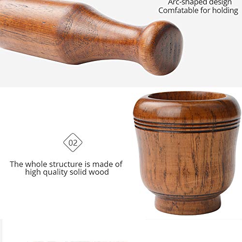 Kimmyer Juego de Amoladora y mortero de Madera para Molino Antiguo para Cocina/Cosecha rústica Tallada a Mano Especias y Hierbas trituradora Bowl/Manual Decorativo Decorativo Hecho a Mano