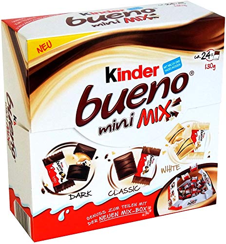 Kinder Bueno Mini Mix Box - Obleas de chocolate blanco y oscuro, 130 g