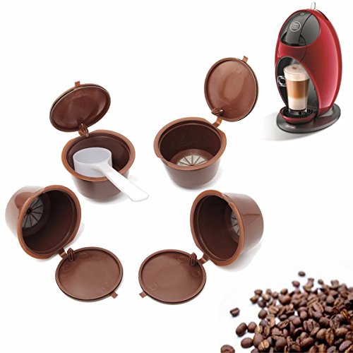 King DO WAY 4 en 1 reutilizables filtros cápsulas de café Espresso con cuchara para Dolce Gusto Reusable Coffee Capsule Cup 53 mmx30 mm