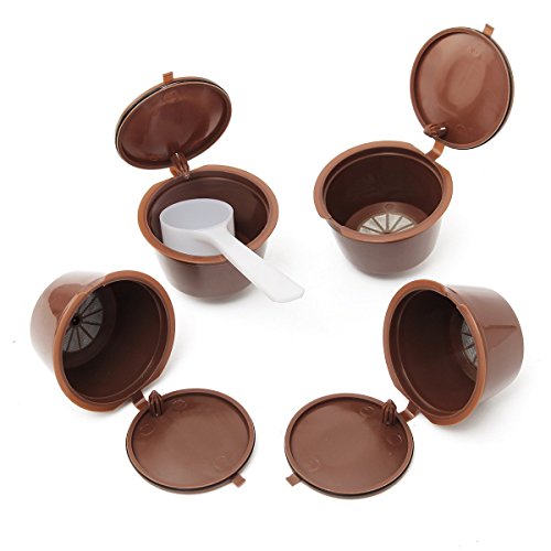 King DO WAY 4 en 1 reutilizables filtros cápsulas de café Espresso con cuchara para Dolce Gusto Reusable Coffee Capsule Cup 53 mmx30 mm