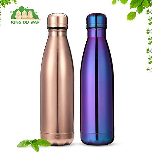 king do way Botella de Agua de Acero Inoxidable con Aislamiento de Doble Pared 500ML, Adecuado para Bebidas Frías y Bebidas Calientes (Morado)