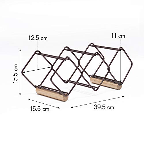 Kingrack - Botellero apilable horizontal para botellas de vino, soporte para botellas de vino de metal y cobre, soporte de almacenamiento libre, estante para 5 botellas de vino, listo para montar