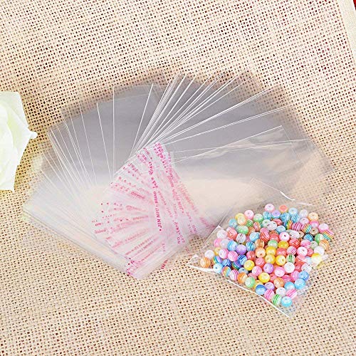 Kingsley 12 * 17 cm 100 pz Bolsas Sobres Bolsas Plasticas Transparentes Alimentarios Bolsa de plastico con Tira adhesiva Para Bombonera Dulces Alimentos Peladillas Galletas Joyas