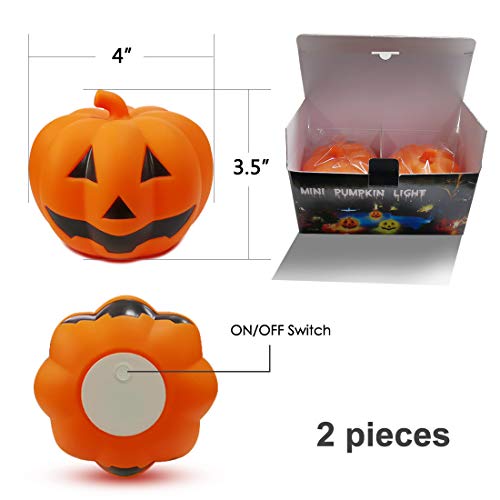 KingSom Halloween Luces De Calabaza,Mini Halloween luces LED con Una Divertido Expresión,Impermeable IP67 Calabaza Luz Exterior con Luces de Colores Para Hogar,Reunirse,Decoración De Halloween(2pcs)