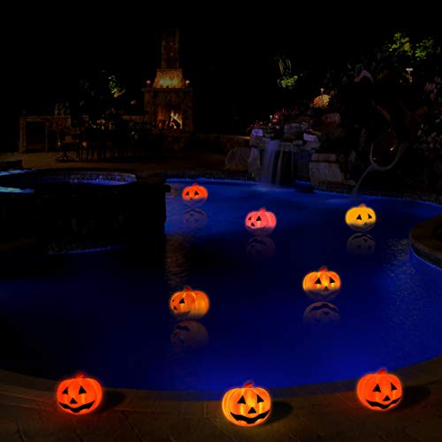 KingSom Halloween Luces De Calabaza,Mini Halloween luces LED con Una Divertido Expresión,Impermeable IP67 Calabaza Luz Exterior con Luces de Colores Para Hogar,Reunirse,Decoración De Halloween(2pcs)