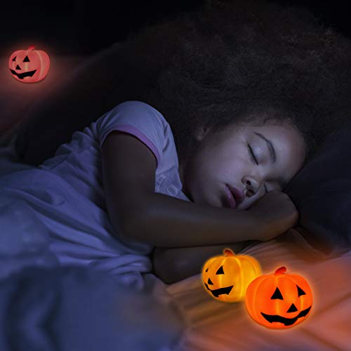 KingSom Halloween Luces De Calabaza,Mini Halloween luces LED con Una Divertido Expresión,Impermeable IP67 Calabaza Luz Exterior con Luces de Colores Para Hogar,Reunirse,Decoración De Halloween(2pcs)