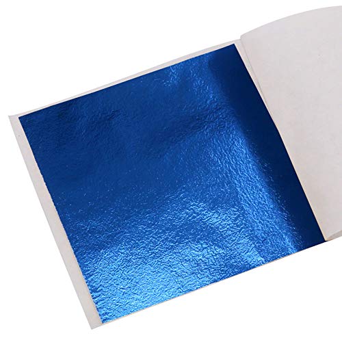 KINNO Pan de Oro de Imitación Azul 100 hojas 8x8.5cm para Pintura, Decoración de Uñas, Manualidades, Dorado, Muebles