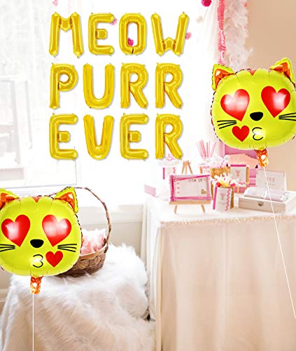 Kit de decoración de fiesta de cumpleaños de gato Decoración de fiesta de Miau con globos MEOW & PURR EVER para fiesta de cumpleaños de Kitty Kitten Baby Shower