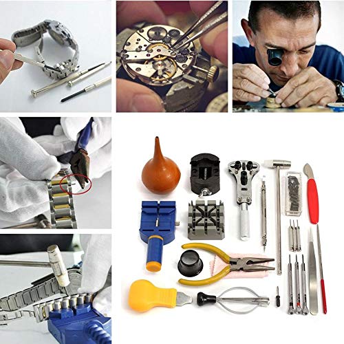 Kit de herramienta de reparación de reloj profesional 22PCS con bolsa de almacenamiento Funda de caja de lupa titular de la caja Funda de apertura de cuchillo