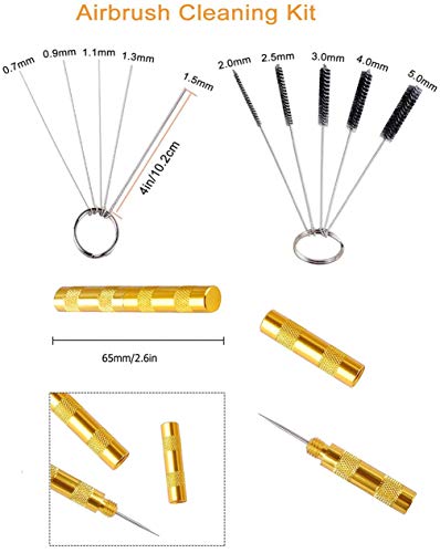 Kit de Limpieza para Pistola de Aerógrafo, Portaherramientas de Acero Inoxidable, Olla de Limpieza del aerógrafo, Cepillo de Limpieza y Aguja de Limpieza por Poweka