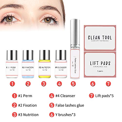 Kit de Permanente de Pestañas, Kit de elevación de pestañas, Lash Lift Kit, Semi-permanente de pestañas rizado permanente para salón de Pestañas Duradero y Natural