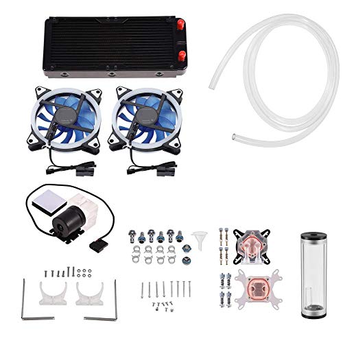 Kit de refrigeración por Agua para computadora DIY, disipador de Calor de 240 mm + depósito de Agua cilíndrico + Bloque Universal de CPU/GPU + Manguera Transparente + Ventiladores LED