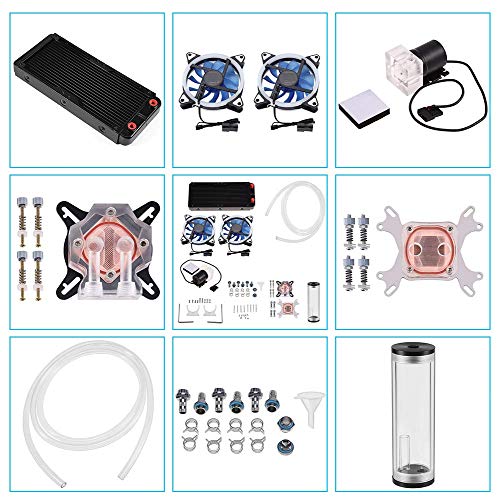 Kit de refrigeración por Agua para computadora DIY, disipador de Calor de 240 mm + depósito de Agua cilíndrico + Bloque Universal de CPU/GPU + Manguera Transparente + Ventiladores LED