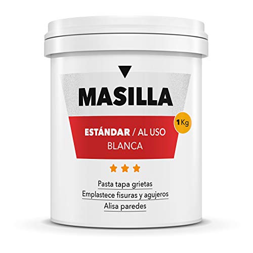 KIT REPARACIÓN DE PAREDES: MASILLA BLANCA + JUEGO DE 4 ESPÁTULAS DE CARROCERO + ESPONJA TACO LIJA FINA