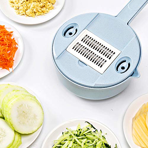 Kitchen-dream Cortadora de verduras 10 en 1 rebanadora de mandolina vegetal espiralizador cortador vegetales cocina grater multiusos con 4 cuchillas acero inoxidable y separador de clara de huevo