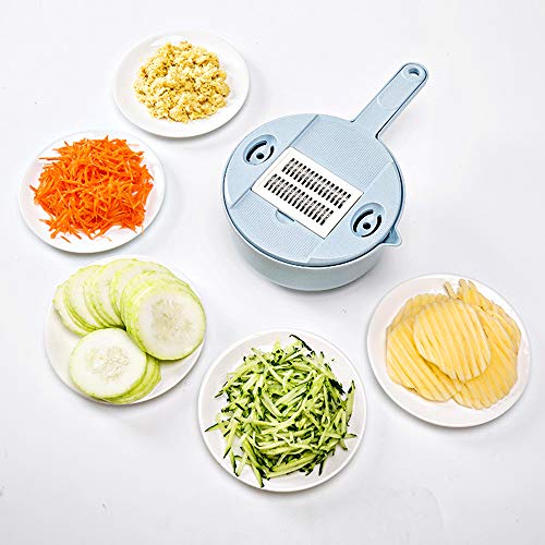 Kitchen-dream Cortadora de verduras 10 en 1 rebanadora de mandolina vegetal espiralizador cortador vegetales cocina grater multiusos con 4 cuchillas acero inoxidable y separador de clara de huevo