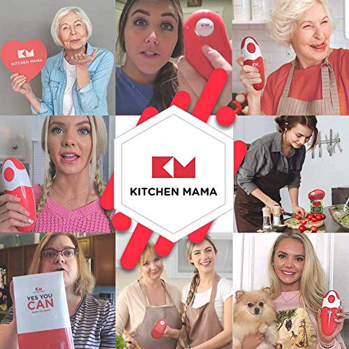 Kitchen Mama abrelatas eléctrico: abre tus latas con un simple toque de botón, sin bordes afilados, seguro para los alimentos y funciona con pilas