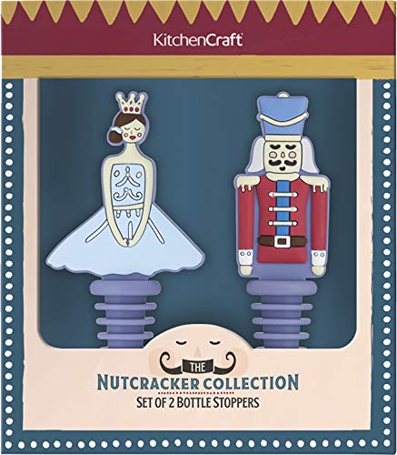 KitchenCraft KCXMWST2PK The Nutcracker Collection Tapones de silicona para botella de Navidad