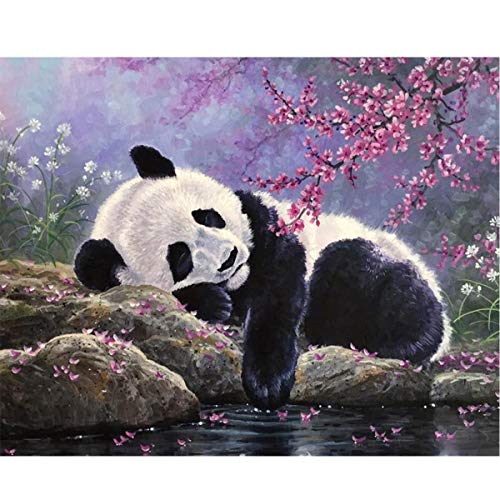 Kits de pintura de diamante 5D para adultos Taladro completo Panda Flower Diamond Pinturas arte Lienzo Decoración de la pared Rhinestone Bordado punto de cruz Artesanías Arte para hogar Regalo 30x40cm