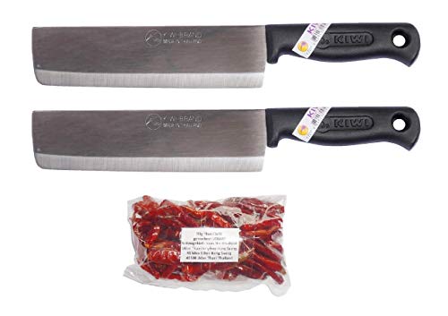 Kiwiandkom 172P Kiwi Thai Chilli - Juego de 2 cuchillos de cocina, incluye 30 g de cuchillo tailandés afilado de Nord Thailand Isaan Nong Saeng