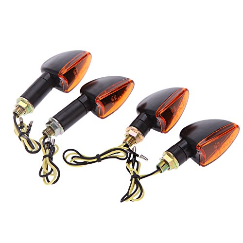 KKmoon 4Pcs Luz Senal de Giro Indicator Faros Intermitentes Delanteros 12V para Motocicleta,Luz de Color Ambar