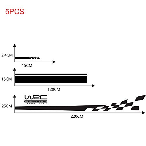 KKmoon 5PCS Pegatinas de Coche, Rayas de Calcomanía Pegatina para Puerta Lateral,Coche Cuerpo Decorativa, Espejo Retrovisor,Capucha Etiqueta Engomada