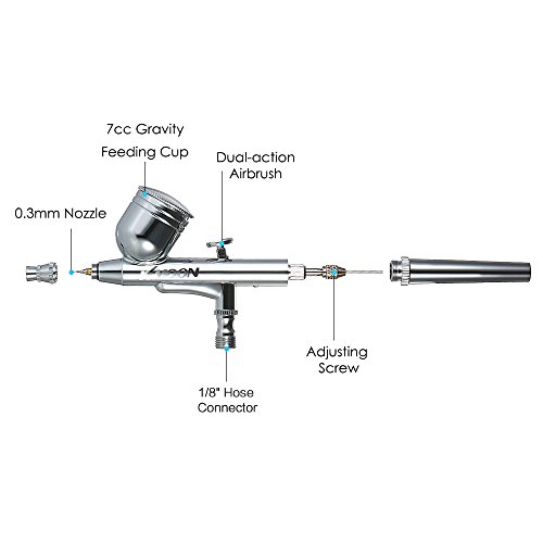 KKmoon Aerógrafo Compresor Profecional de Doble Acción,Mini Compresor de Aire para Modelo Tatuaje Temporal Manicura Pintura