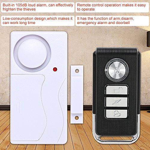 KKmoon Alarma de Puerta Sensor Magnético Inalámbrico Control Remoto Detector Ventana Seguridad para Hogar