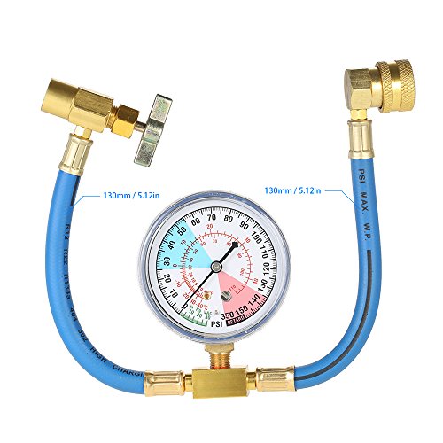 KKmoon Equipo del indicador de la manguera de medición de la recarga del refrigerante del aire acondicionado del coche de la CA R134A