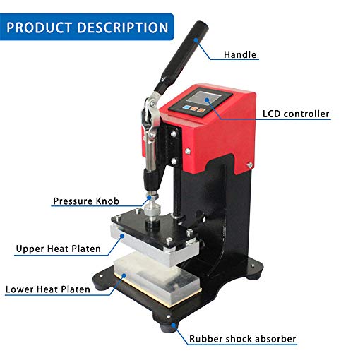 KKTECT 1T Rosin Hot Press Conveniente máquina de prensado manual pequeña 2200 libras de carga aerodinámica máxima Tiempo de ajuste manual de temperatura Camisa de colofonia prensado en caliente