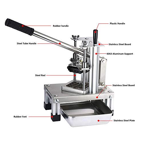 KKTECT Astilladora de Patatas Comercial Cortadora de Frutas Vegetales con 3 Cuchillas de Acero Inoxidable-1/4 1/2" 3/8"Cortador de Patatas Fritas