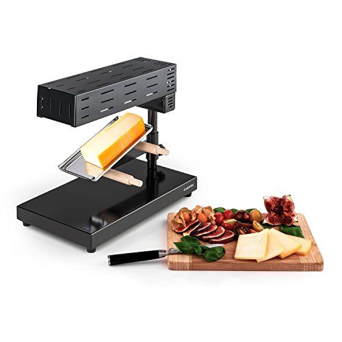 Klarstein Appenzell 2G Schweizer Raclette Grill - Raclette para Queso, Parrilla de Mesa, Queso Fundido Tradicional, 600 W, Temperatura Regulable, Gratinadora, Negro