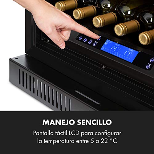 Klarstein First Class 36 nevera para vinos profesional, frío por compresión, volumen para 36 botellas / 135 litros, 4 dispensadores, temperatura de enfriamiento 5-22 °C, control táctil, negro