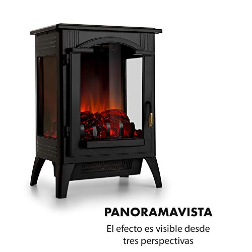 KLARSTEIN Graz Chimenea eléctrica Llama simulada - Chimenea electrónica, 1000/2000 W, para Salas de 30 m², Termostato, Función calefactora, Calefacción atenuable, Vista del Interior, Negro