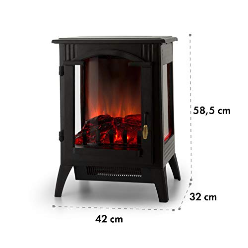 KLARSTEIN Graz Chimenea eléctrica Llama simulada - Chimenea electrónica, 1000/2000 W, para Salas de 30 m², Termostato, Función calefactora, Calefacción atenuable, Vista del Interior, Negro