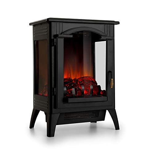 KLARSTEIN Graz Chimenea eléctrica Llama simulada - Chimenea electrónica, 1000/2000 W, para Salas de 30 m², Termostato, Función calefactora, Calefacción atenuable, Vista del Interior, Negro