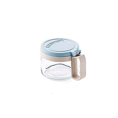 KLYHCHN Artículos for el hogar de Spice Jar hecho de vidrio utilizable como los tarros de cristal y latas de almacenamiento de especias Sal Etc, Condimento Home Box tarro transparente condimento (azul