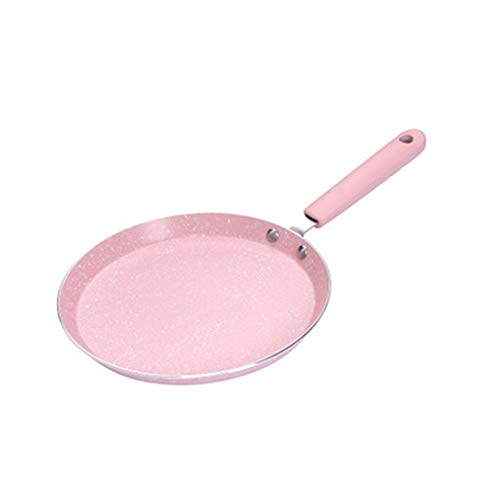 KNDJSPR Sartén de Fondo Plano, Revestimiento Antiadherente de Piedra de maifan, Mango Anti-escaldado de baquelita, Adecuado para Cocina de inducción de Cocina de Gas, Estufa de cerámica, Rosa