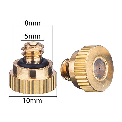 knowing 12pcs Boquillas de Nebulización de Latón,Latón Nebulización Boquillas,para Sistema de Enfriamiento Exterior y Control de Polvo de Paisajismo en Invernadero