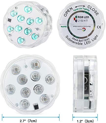 Kohree 4 x Luces Sumergibles LED Bajo El Agua Luz con mando a distancia Luz Acuario LED Piscina Impermeable IP67 Multicolor 16 Colores para Fiesta, Base de Jarrón Navidad Acuario Decoración