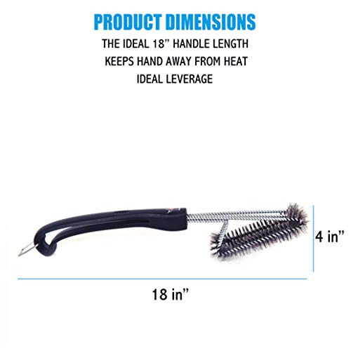 Kona 360 Clean Grill Brush - Cepillo de parrilla 3 en 1 de acero inoxidable para limpieza sin esfuerzo