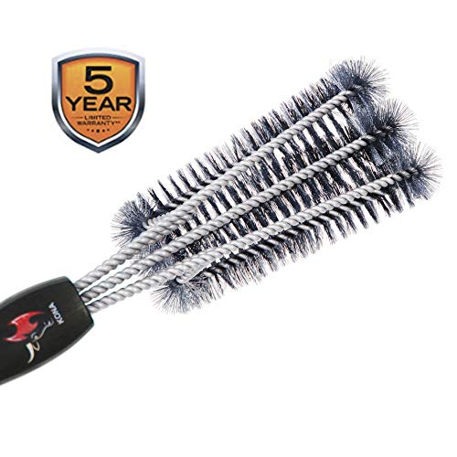 Kona 360 Clean Grill Brush - Cepillo de parrilla 3 en 1 de acero inoxidable para limpieza sin esfuerzo