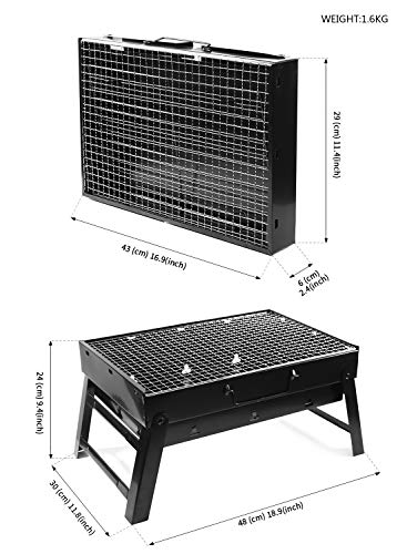 Kono Barbacoa de Carbón Portátil Parrilla Barbacoa Plegables para Cocinar Camping Senderismo Picnics (para 4-6 Persona)