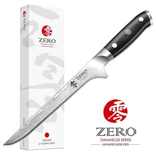 KozyGear Cuchillo deshuesador de Acero de 6 pulgadasy Mango ergonómico por GreaterGoods, VG-10, Cuchillos de 6", Acero Damasco japonés 100% Ultra Premium, diseño Duradero y equilibrado [B600]