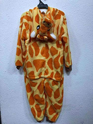 KRAZY TOYS Pijama Animal Entero Unisex para Niños como Ropa de Dormir-Traje de Disfraz para Festival de Carnaval (Girafa, 10-12)