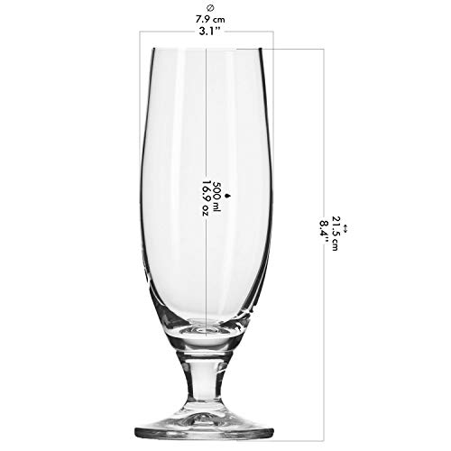 Krosno Vasos Copas de Cerveza Blanca | Conjunto 6 Piezas | 500 ML | Elite Collection Uso en Casa, Restaurante y en Fiestas | Apto para Microondas y Lavavajillas