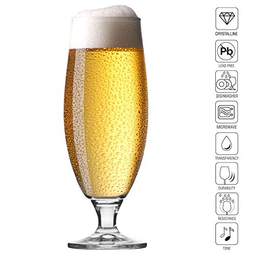 Krosno Vasos Copas de Cerveza Blanca | Conjunto 6 Piezas | 500 ML | Elite Collection Uso en Casa, Restaurante y en Fiestas | Apto para Microondas y Lavavajillas