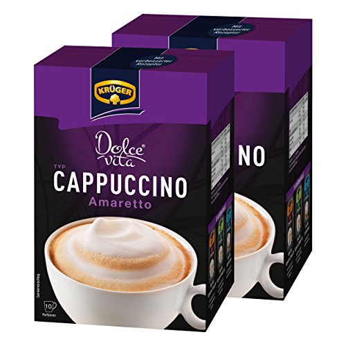 Krüger Dolce Vita Capuchino, Amaretto, Café con Leche, Café con Leche de Löslichem Granos de café, 20 Bolsas de Mucha